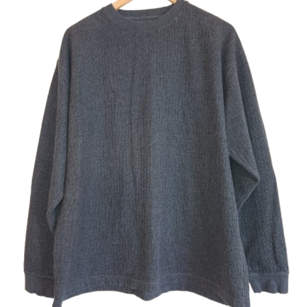 NATURALIFE Blue Ribbed Cotton Crew Neck Sweater Size XL Soft Comfort Casual Warm